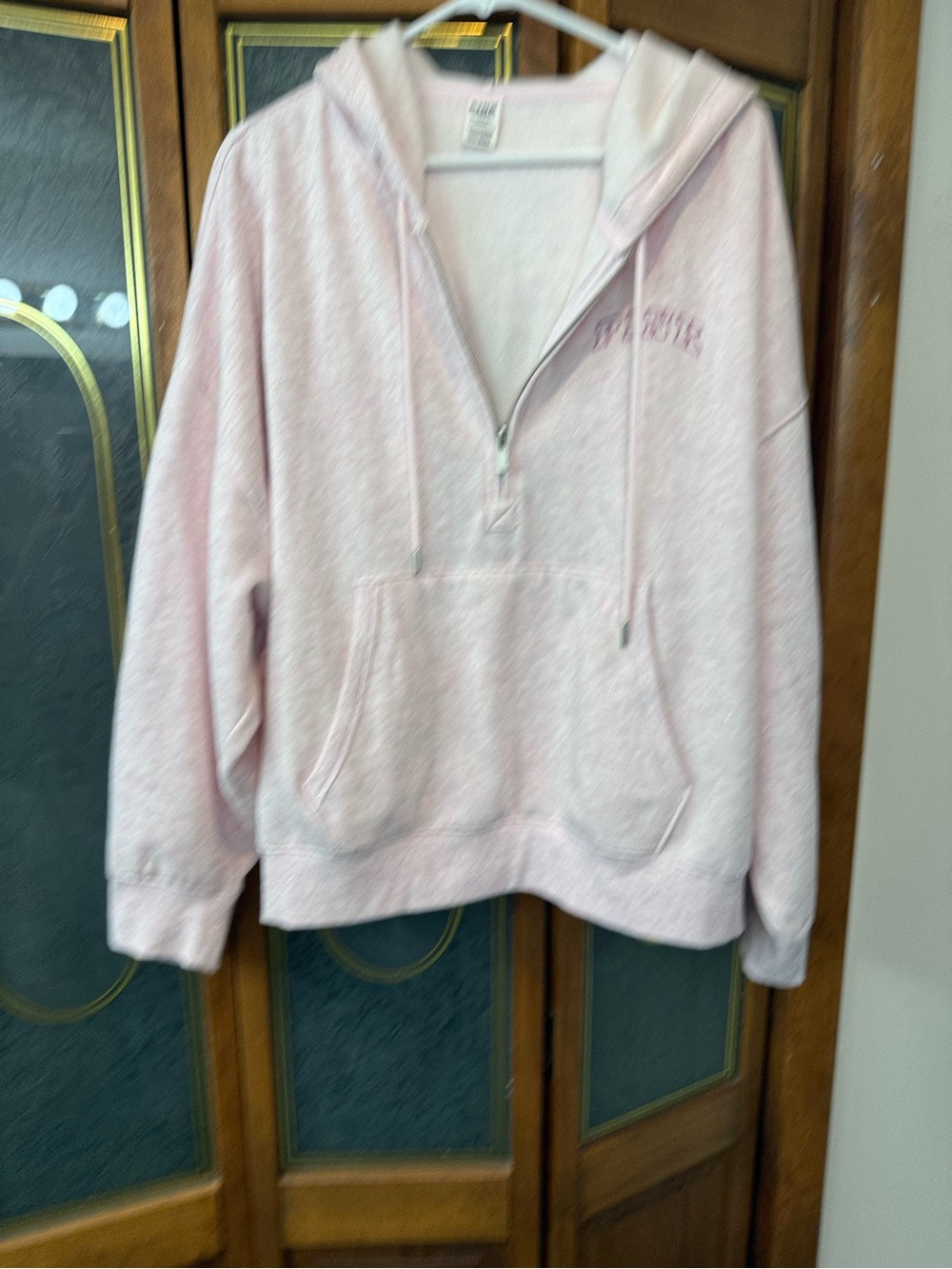PINK LADIES Soft Pink Half-Zip Hoodie Sweatshirt, LIKE NEW